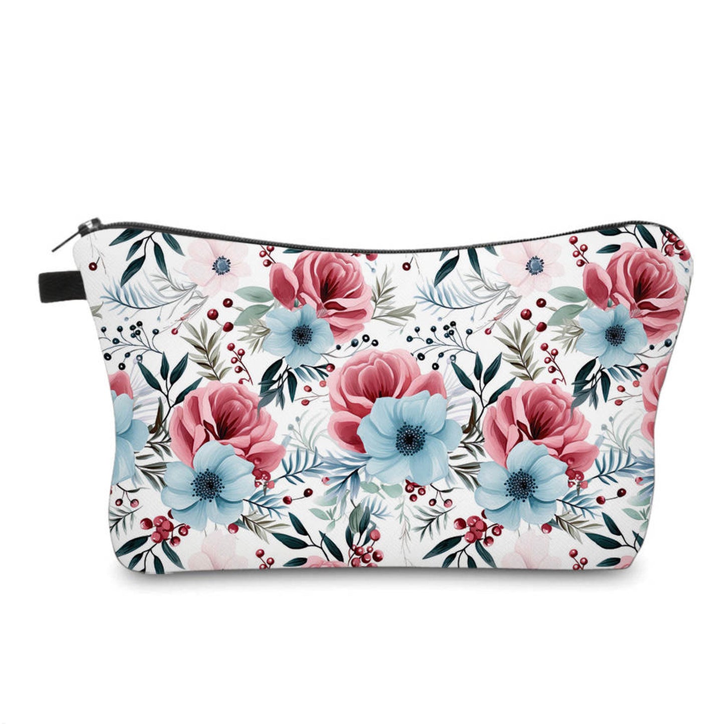 Pouch - Floral Cranberry & Blue