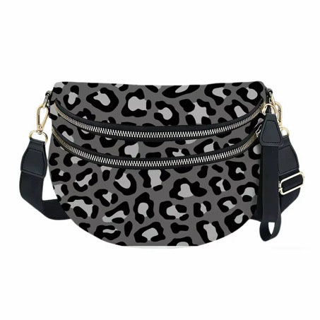 The Roni Nylon Crossbody - Animal Print Grey