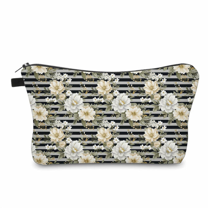 Pouch - Floral Ivory Cream Stripe