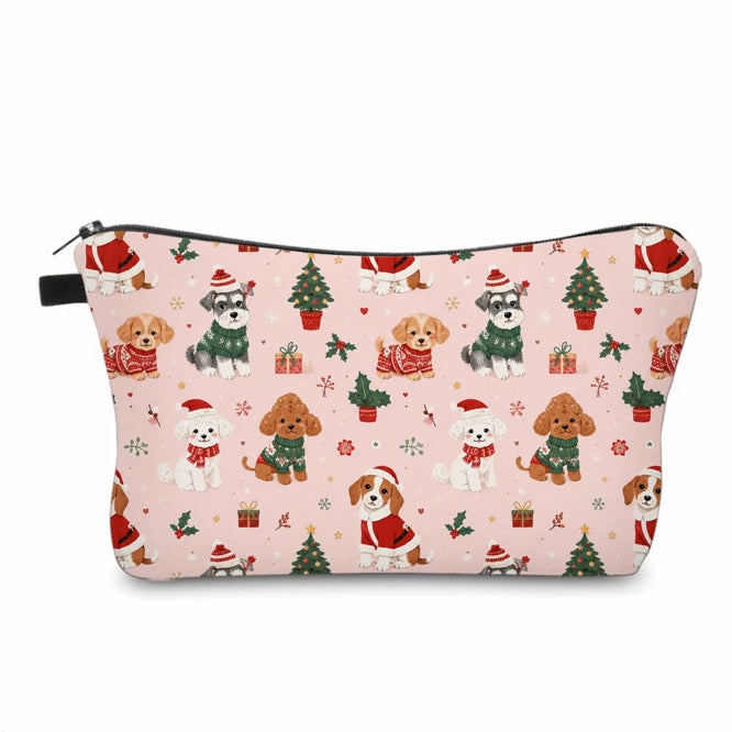 Pouch - Christmas Winter - Dogs on Pink