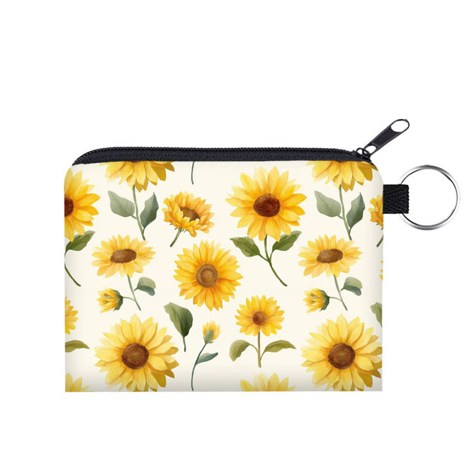 Mini Pouch - Sunflower on White