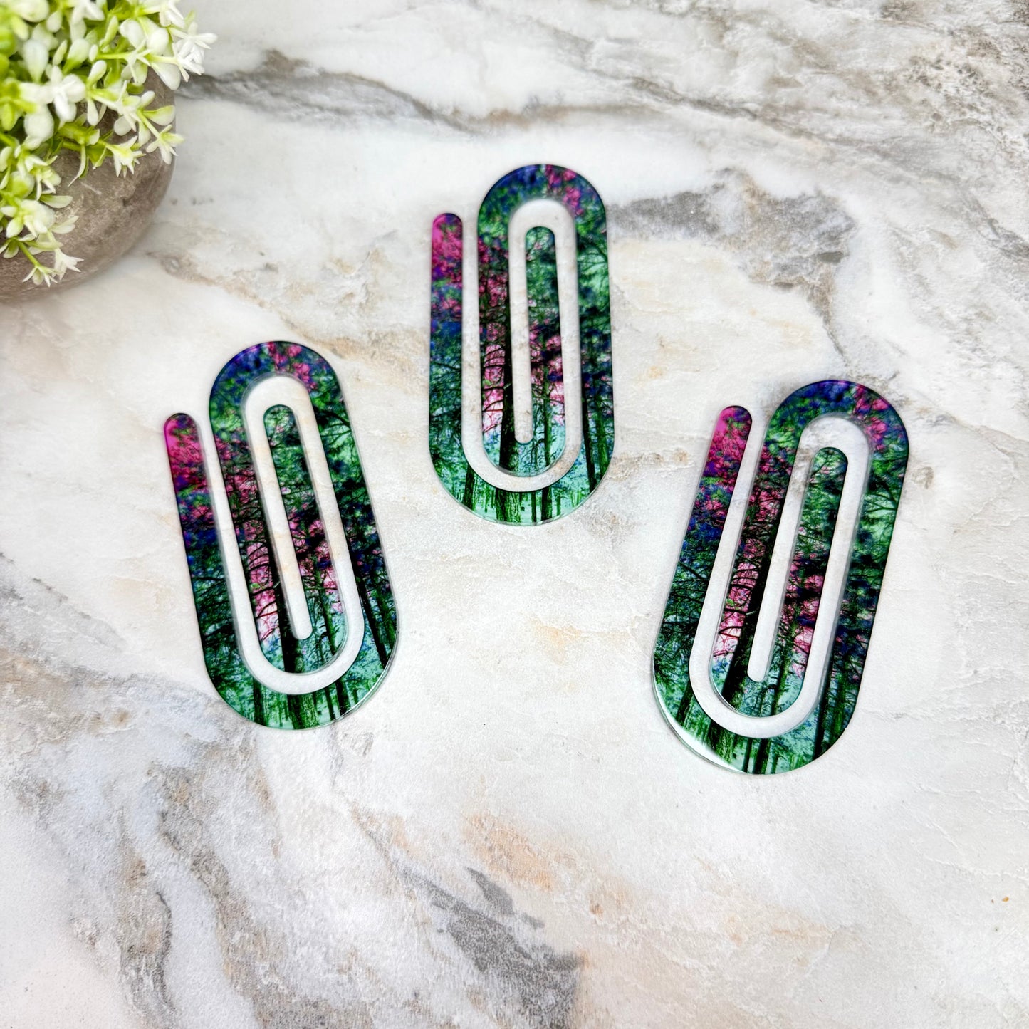 Jumbo Paperclip - Tree Forest Pink Green