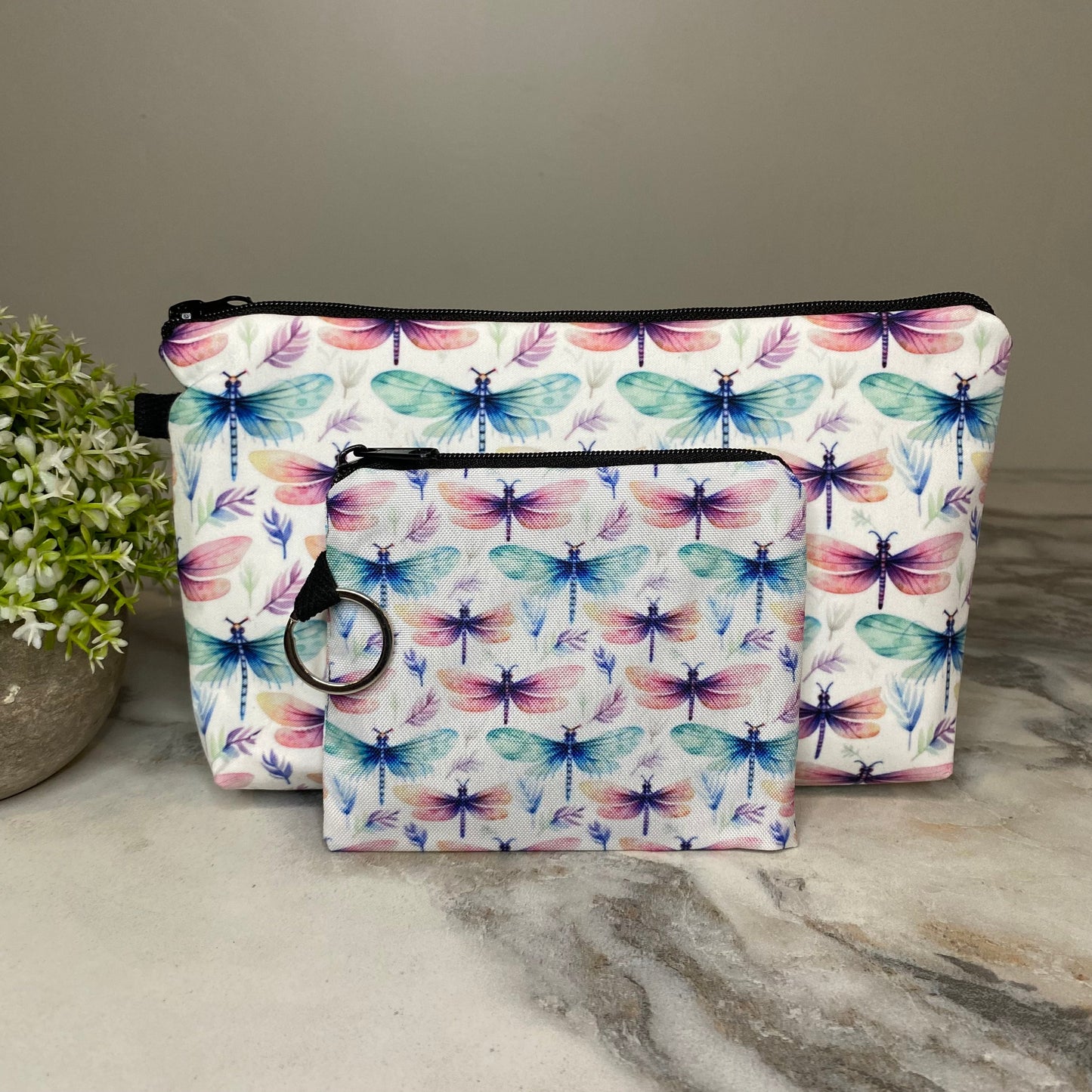 Pouch & Mini Pouch Bundled Set - Dragonfly Watercolor