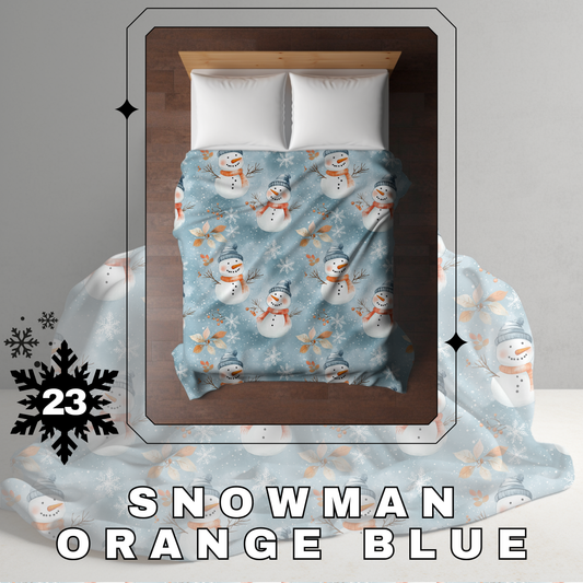 Blanket Christmas - Snowman Orange Blue - PREORDER