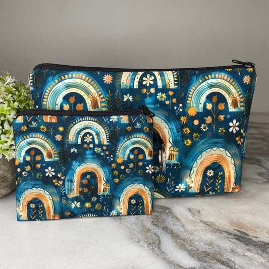 Pouch & Mini Pouch Bundled Set - Blue Bronze Rainbow