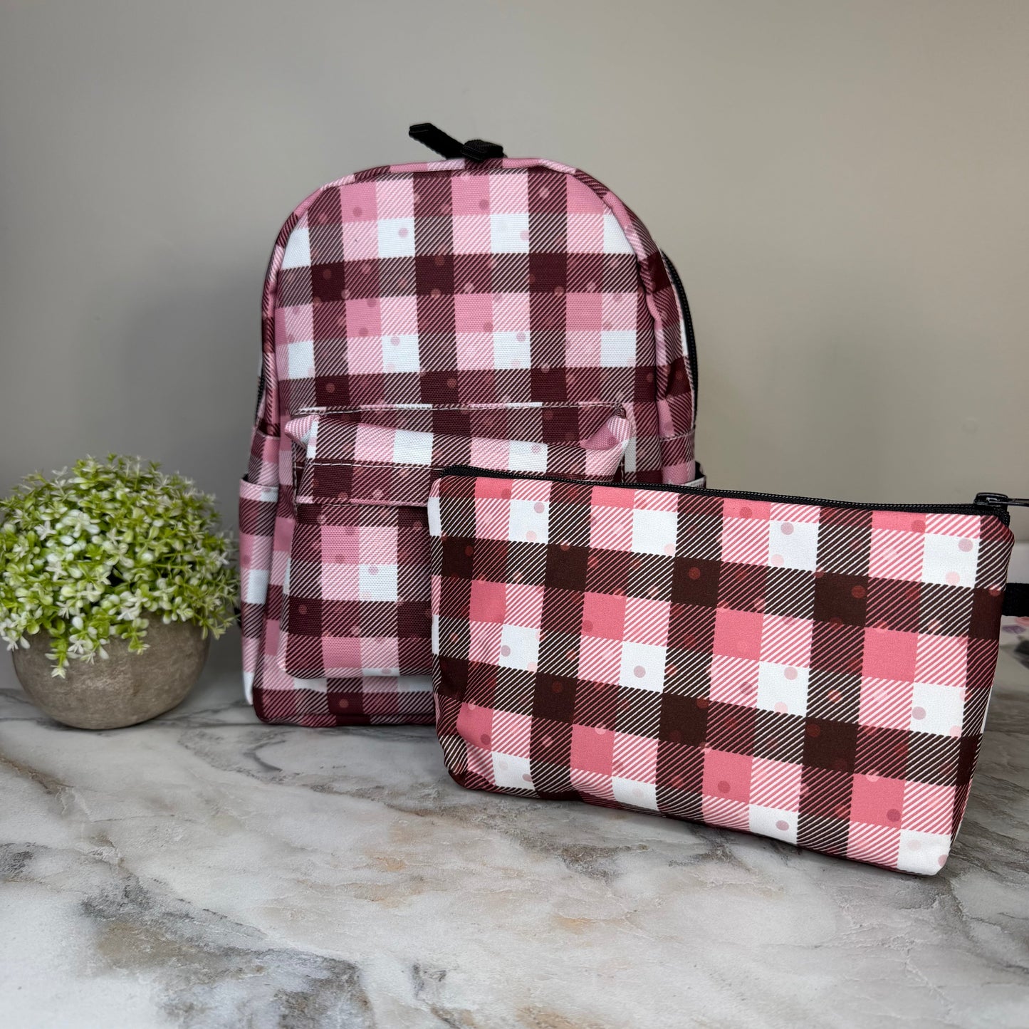 Bundled Set - Pink Polkadot Plaid