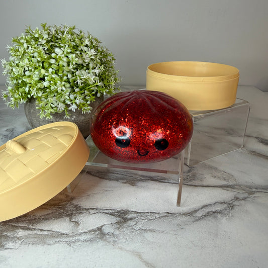 Squishy Toy - Viral Dumpling, Red Glitter