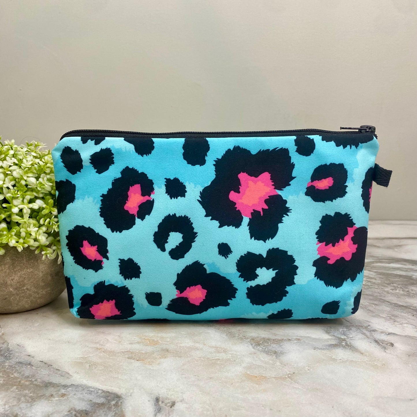Pouch - Animal Print Teal & Pink