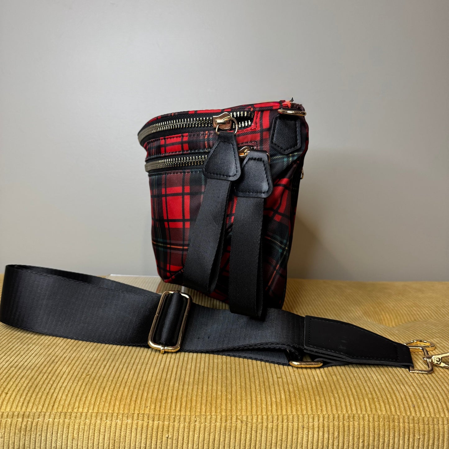 Roni - Nylon Crossbody - Red Plaid - PREORDER