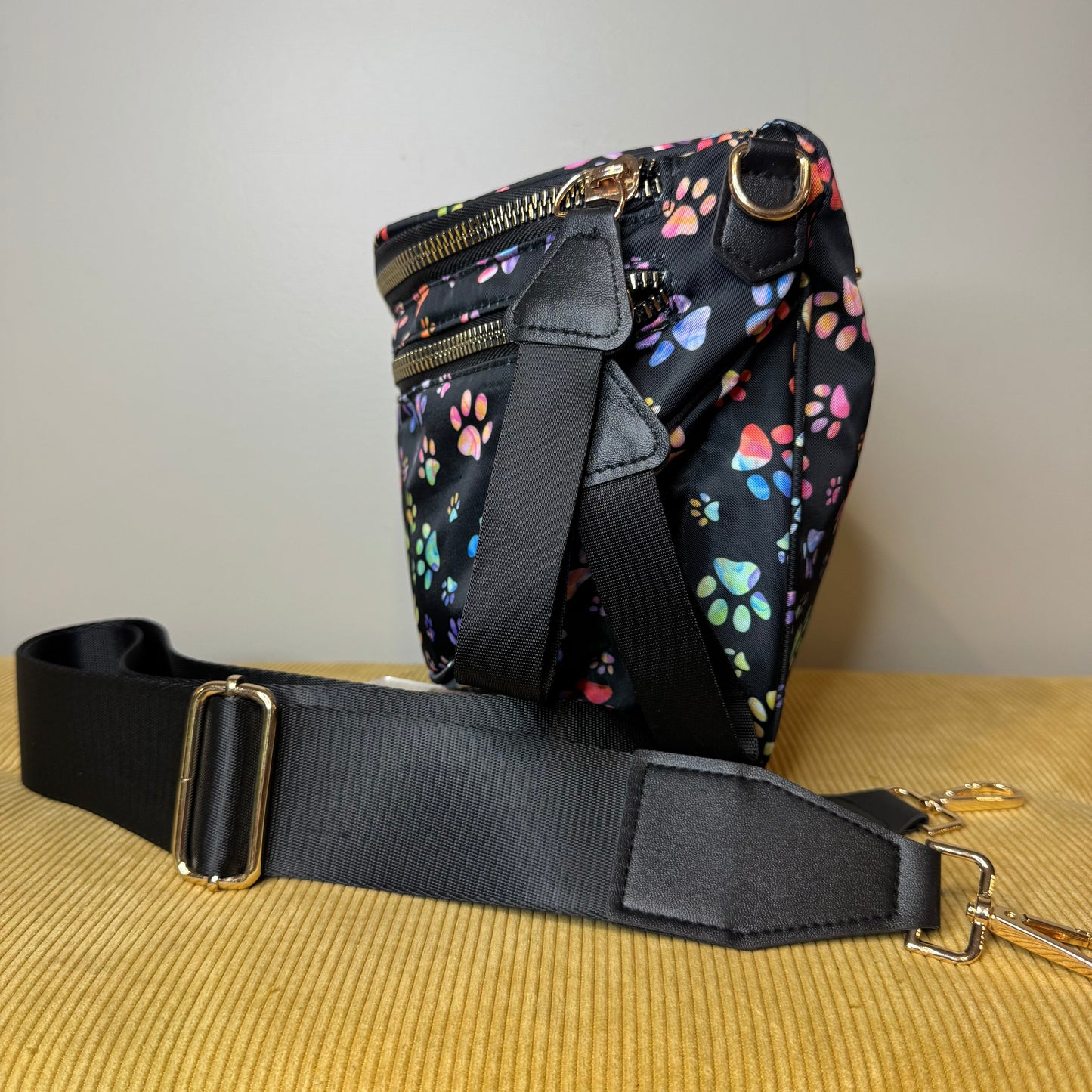 Roni - Nylon Crossbody - Rainbow Paw Print - PREORDER