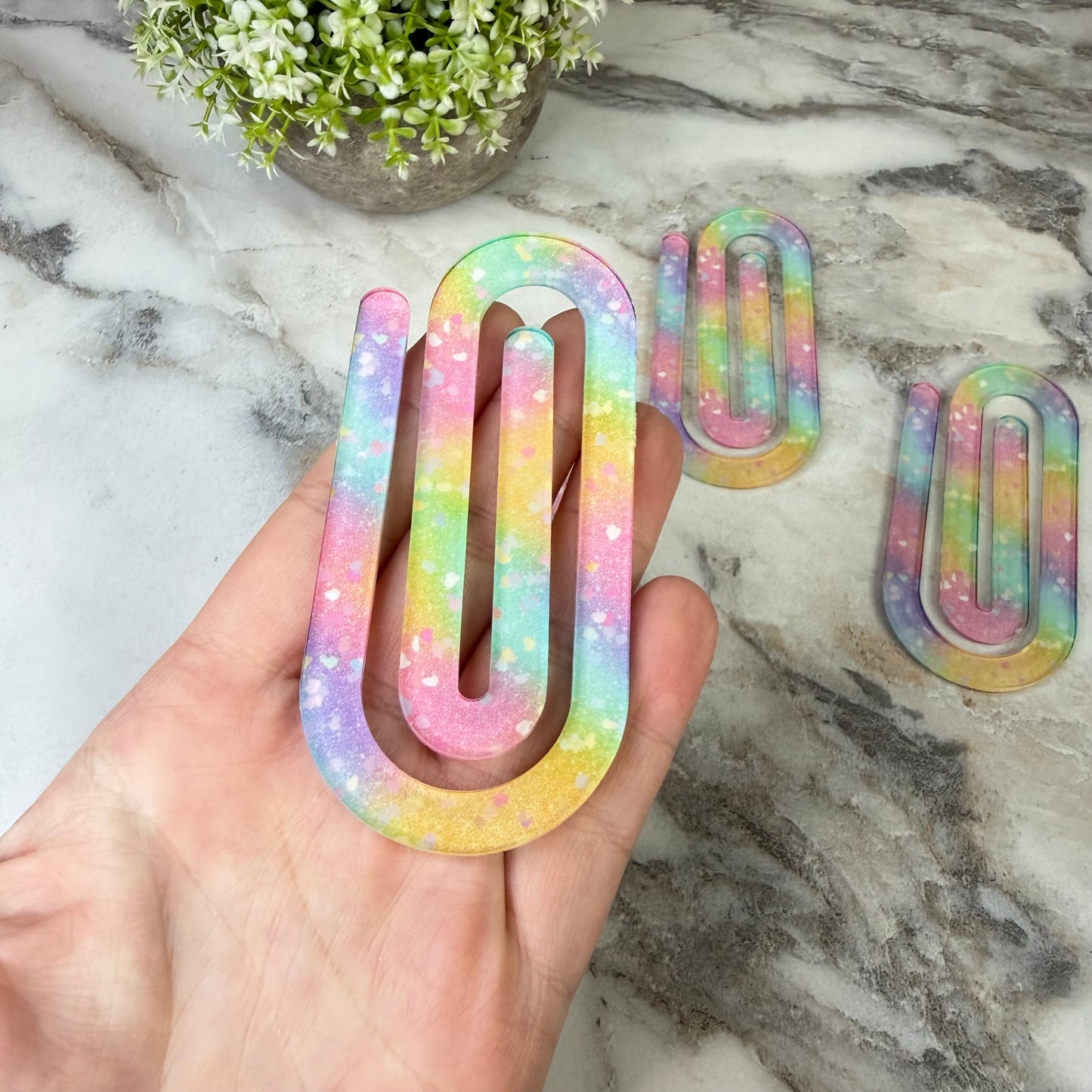 Jumbo Paperclip - Pastel Rainbow Glitter Heart