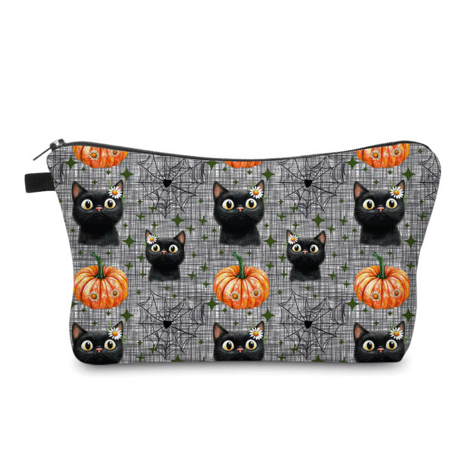 Pouch - Halloween Fall - Black Cat Daisy Pumpkin