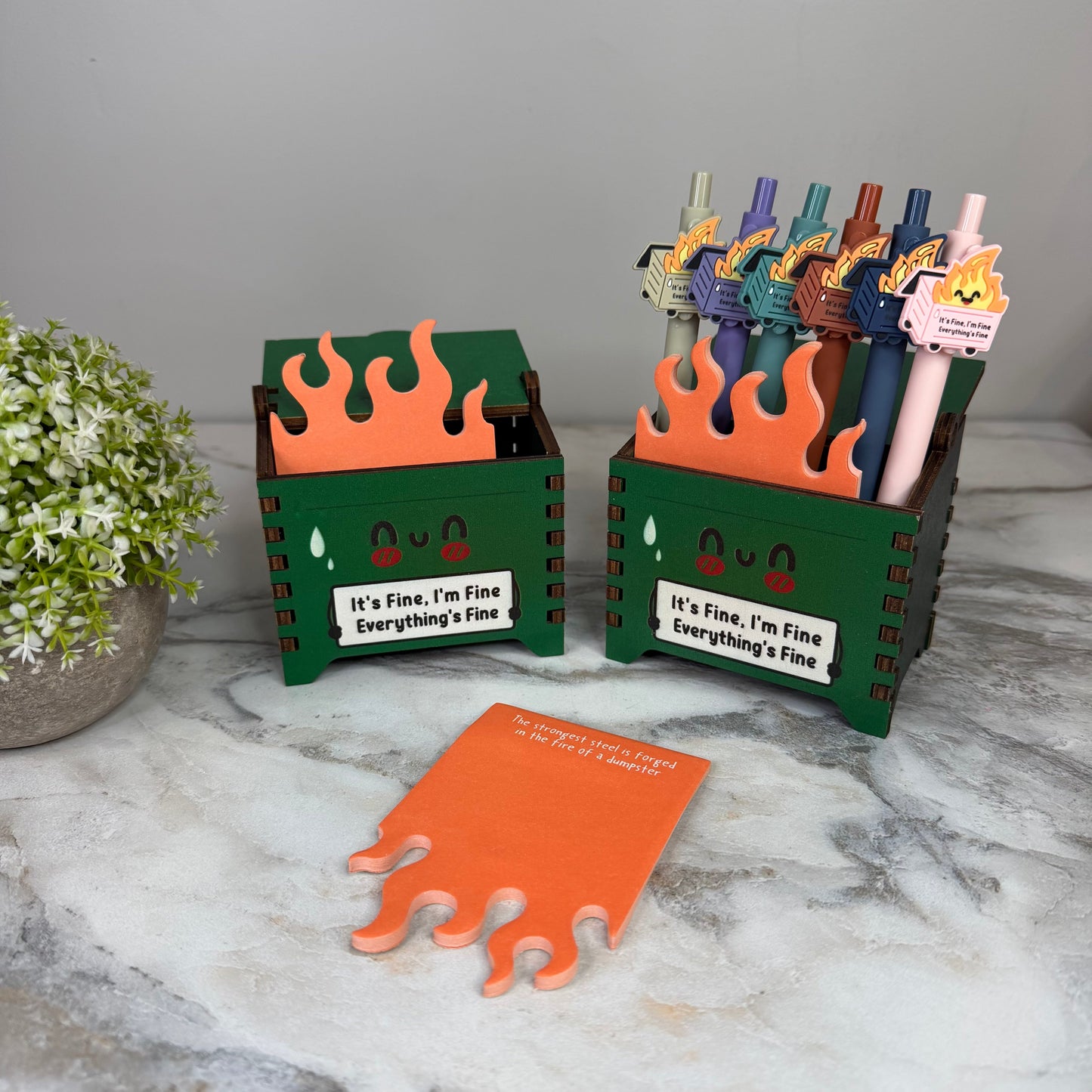 Bundled Set - Dumpster Fire Desk Organizer