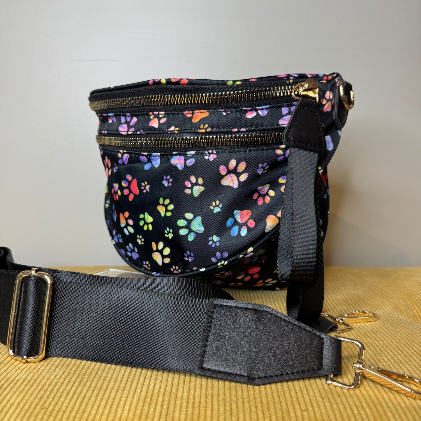 Roni - Nylon Crossbody - Rainbow Paw Print - PREORDER