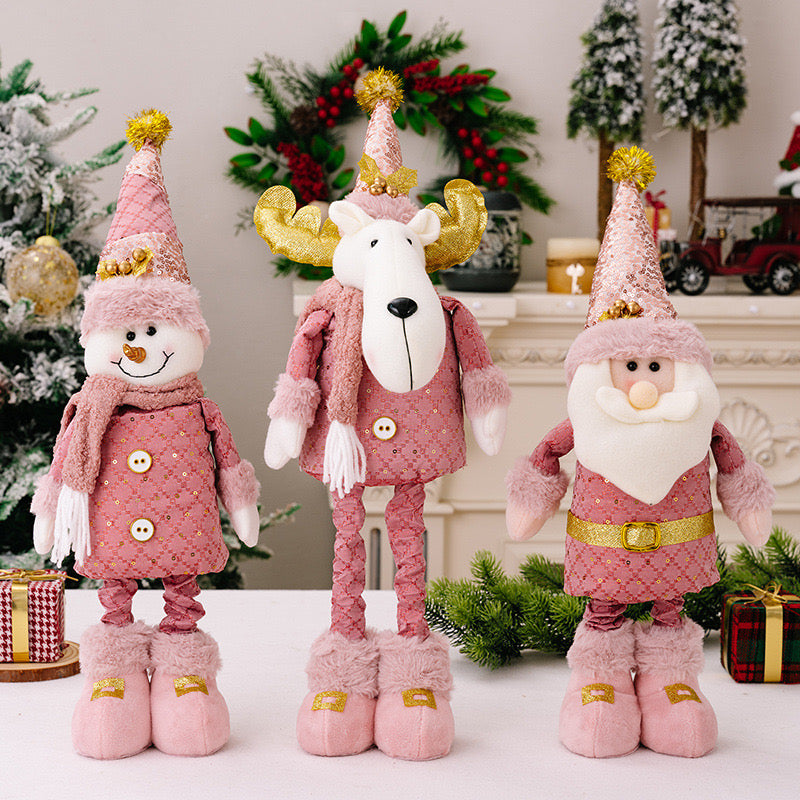 Telescopic Standing Christmas Decor - Pink & Gold