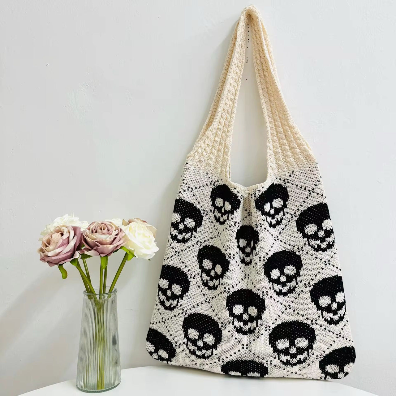 Tote Bag - Knit Sweater - Halloween Skull