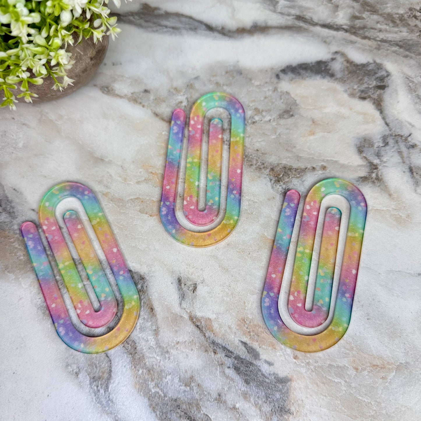 Jumbo Paperclip - Pastel Rainbow Glitter Heart