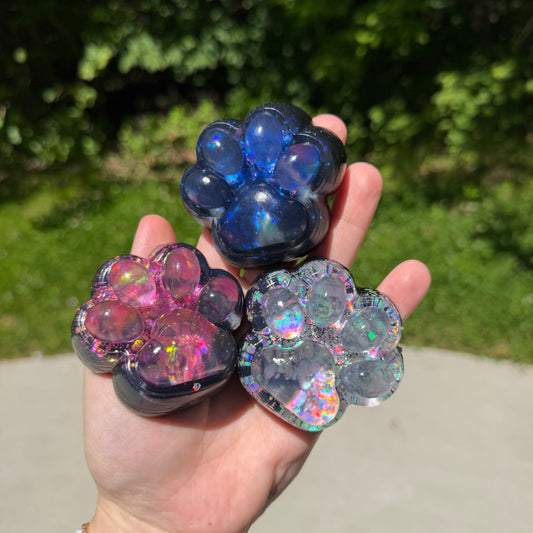 Squishy Toy - Paw Print, Galaxy Glitter