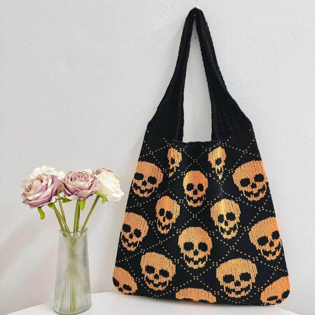 Tote Bag - Knit Sweater - Halloween Skull