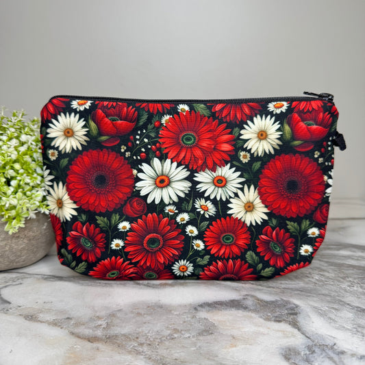 Pouch - Floral Bold Red Daisy