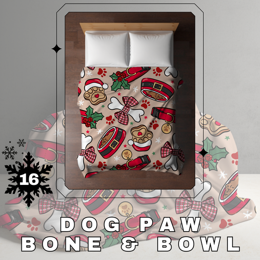Blanket Christmas - Dog Paw Bone & Bowl - PREORDER