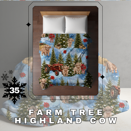 Blanket Christmas - Farm Tree Highland Cow - PREORDER