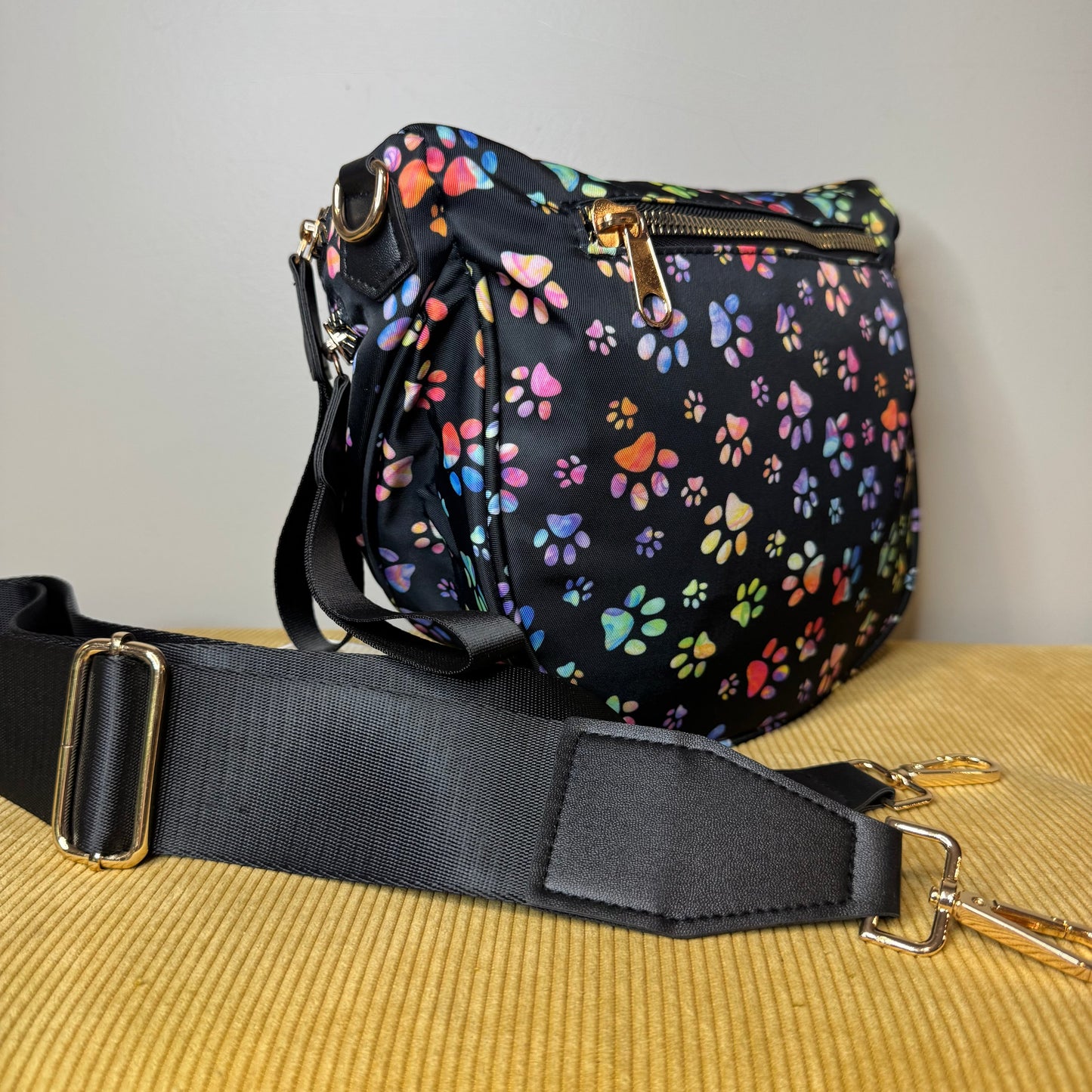 Roni - Nylon Crossbody - Rainbow Paw Print - PREORDER