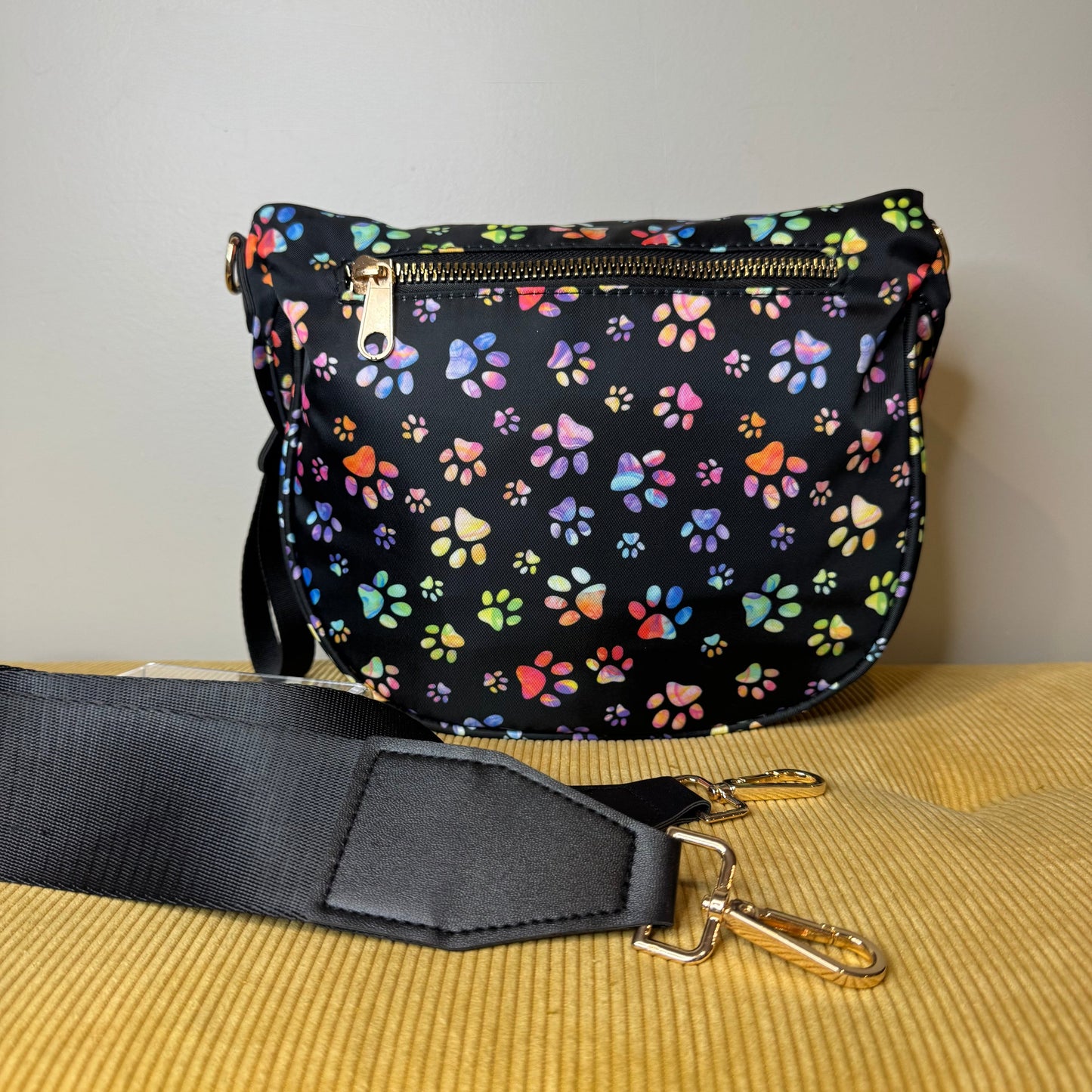 Roni - Nylon Crossbody - Rainbow Paw Print - PREORDER