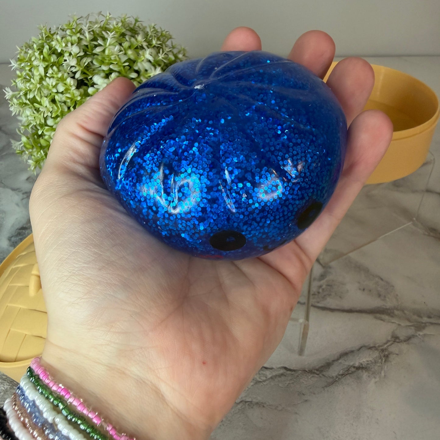 Squishy Toy - Viral Dumpling, Dark Blue Glitter