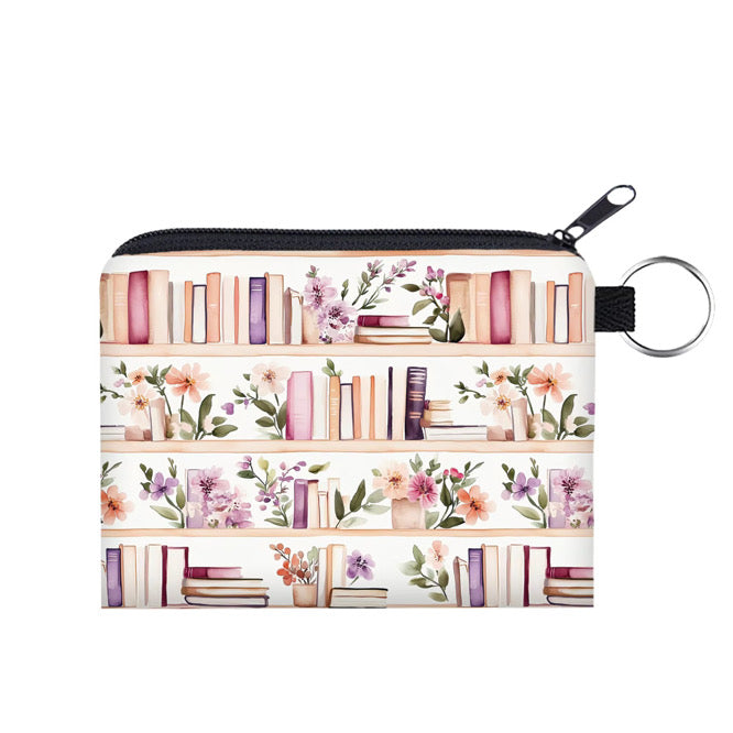 Mini Pouch - Book Bookshelf White Lavender