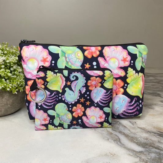 Pouch & Mini Pouch Bundled Set - Neon Under The Sea
