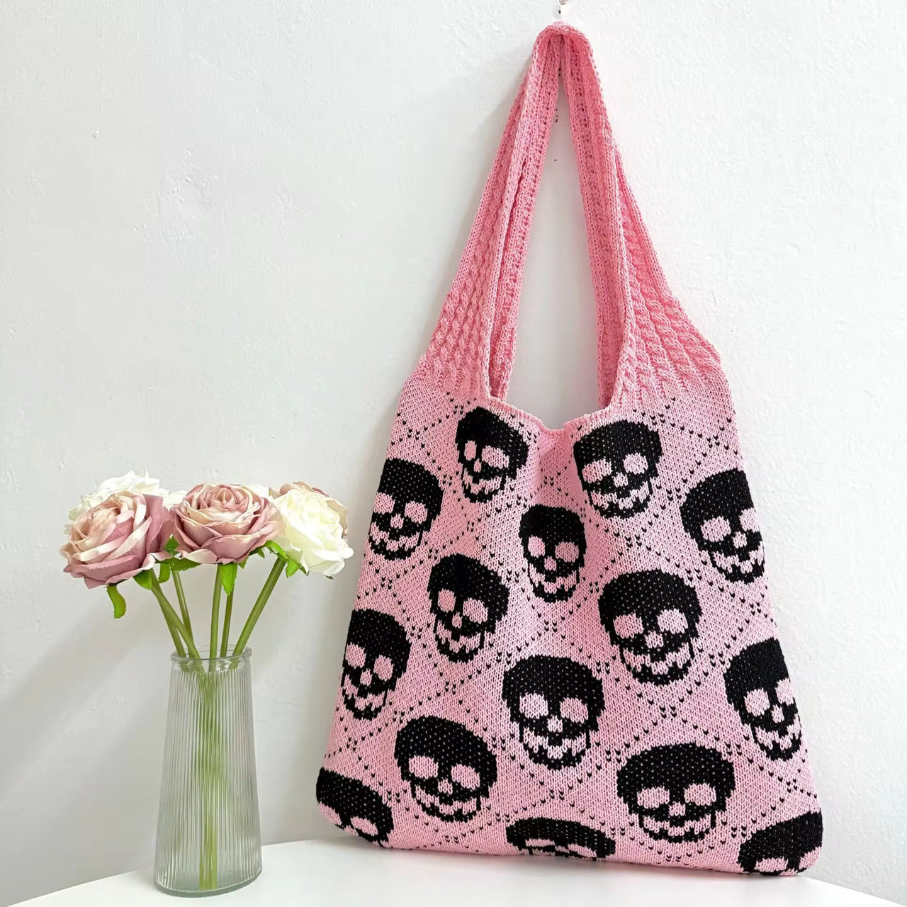 Tote Bag - Knit Sweater - Halloween Skull