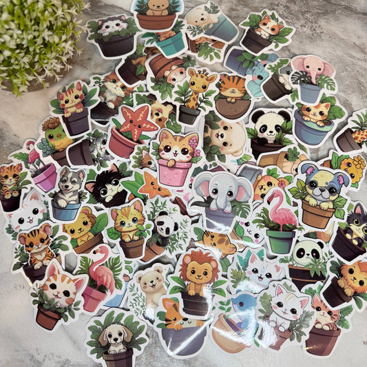 Stickers - Animals In A Pot