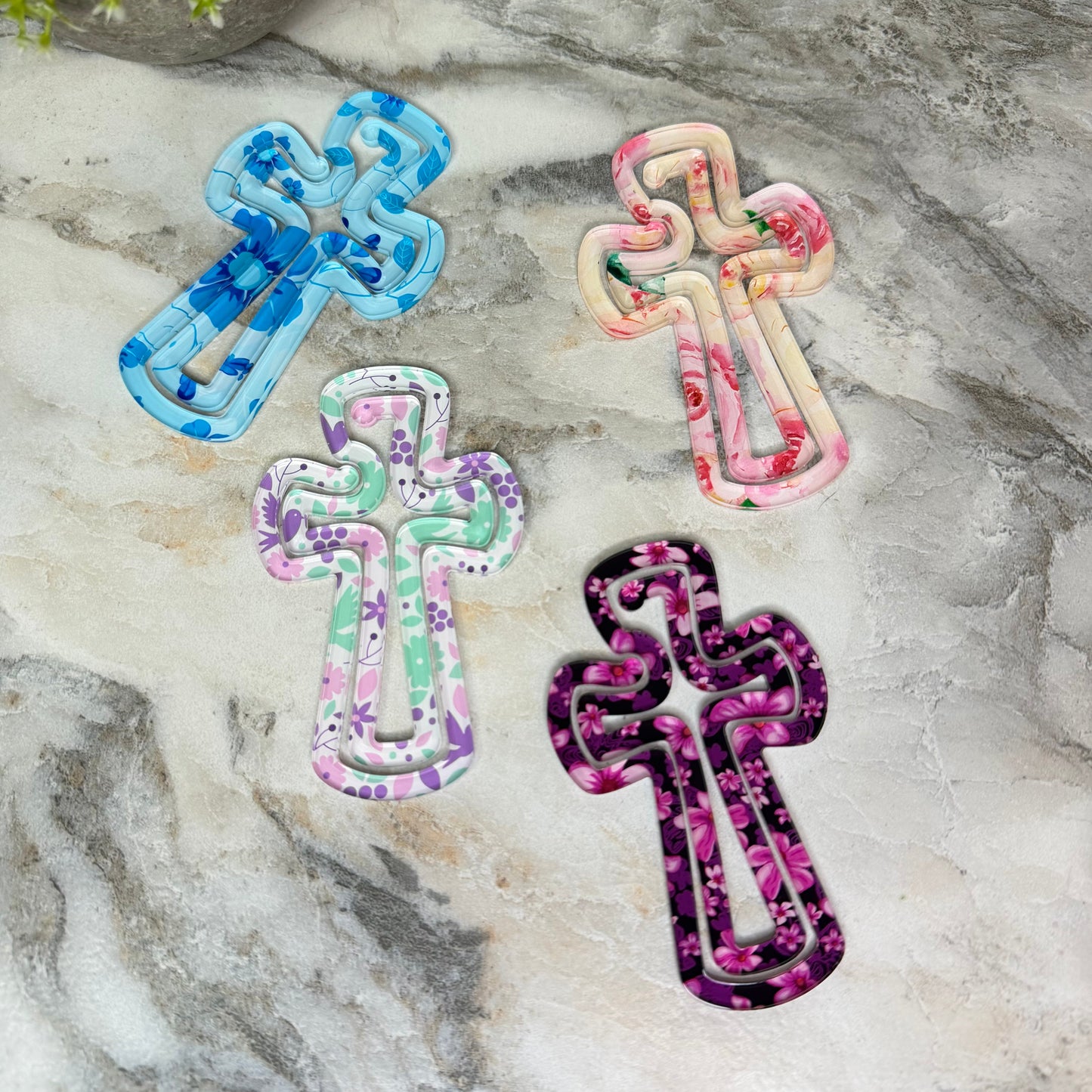 Jumbo Paperclip - Religious Floral Cross