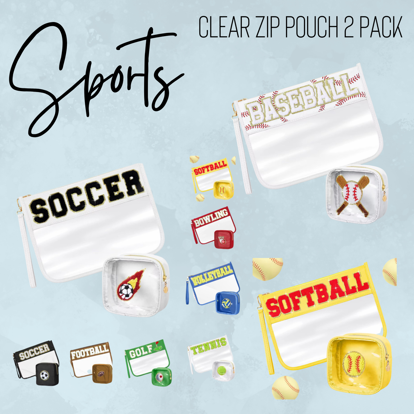 Sports Clear Zip Pouch 2 Pack - PREORDER