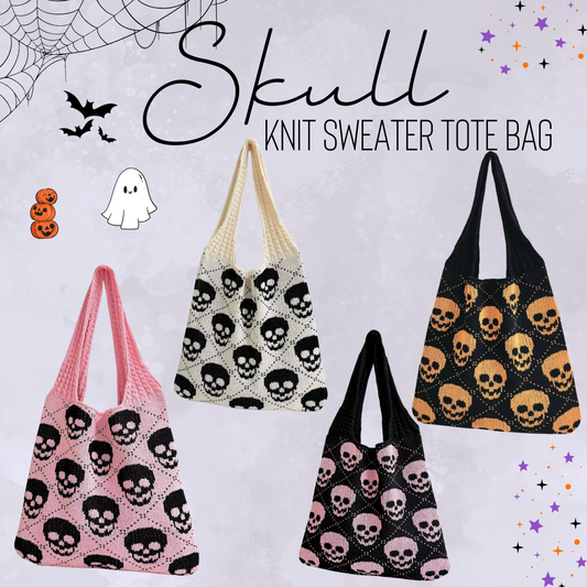 Tote Bag - Knit Sweater - Halloween Skull